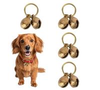 Penitue 4 Paia Campanelli per Cani Rame Extra Rumorosi, Campanelli Collari Animali Domestici Ottone 18mm con Ciondolo con Ciondolo Vintage Cani Piccola Taglia Gatti Accessori Sicurezza Monitoraggio