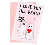 Penitue Biglietto Halloween Divertente, Cartoncino Matrimonio Fantasmi con Stampa I Love You Till Death Fantami Impertinenti Anniversario Romantico Adatto a Uomini & Donne