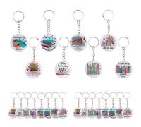 Penitue Set di 24 Portachiavi per Amanti dei Libri, 8 Modelli Portachiavi in Acrilico a Tema Libro per Lettori Bibliotecari Topi Biblioteca Gruppi di Lettura Regalo (Stile 1)