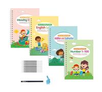 Penlimly Quaderno Scrittura a Solco per Bambini - Quaderni Riutilizzabili Con Scanalature,Quaderni Riutilizzabili 1 Set Età 3-8 Imparare Scrivere Lettere Prescolastico