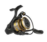 PENN Battle® IV Spinning Reel, Saltwater Angler Fishing Sea Fish Lure & Bait, Bass, Pollack, Cod, Mackerel, Wrasse, Aluminum Spool, Robust Ambidextrous 2500 Reel Size 6.2:1 Gear Black, Gold & Smoke