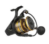 PENN Battle® IV Spinning Reel, Saltwater Angler Fishing Sea Fish Lure & Bait, Bass, Pollack, Cod, Mackerel, Wrasse, Aluminum Robust Ambidextrous 6000 High Speed Reel Size 6.2:1 Black, Gold & Smoke
