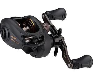 PENN Squall - Mulinello basso profilo, mulinello da pesca, mulinelli baitcast a basso profilo, pesca costiera, unisex, nero fumo, 400 | mano sinistra