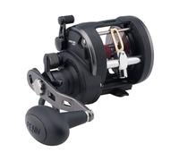 PENN Warfare™ Level Wind, Mulinello da pesca, mulinelli convenzionali, pesca costiera/costiera, pesca in barca in acqua salata o kayak, unisex, nero/rosso/fumo, 15 | mano destra