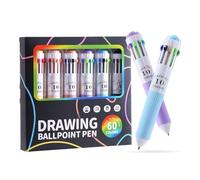 Penna a - ABS 6 pezzi 10 in 1, gruppo flusso di inchiostro, controllo scrittura multicolore | perfetta per attività di apprendimento giovanile, set di cancelleria per la scuola, redazione note