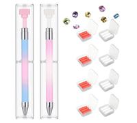 Penna a cera ricaricabile automatica per pittura con diamanti, 2 strumenti per raccogliere strass, kit con 24 penne di ricambio, strumento di raccolta per strass per nail art e pittura con diamanti
