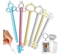 Penna a Forma Chiave, 24 pezzi Penne Chiave Retrò, Penna Gel Creativa Forma Chiave, con 24 Portachiavi con Foto Acrilico Trasparenti, per Scuola Cancelleria Ritorno a Scuola Regalo Laurea
