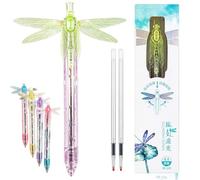 Penna a forma di libellula con ali luccicanti, con ala mobile, per Natale | Penna a sfera interattiva, Dragon Fly, scrittura liscia da 0,5 mm, con 2 ricariche, divertente cancelleria per scuola e