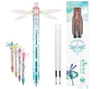 Penna a forma di libellula con ali luccicanti, con ala mobile, per Natale | Penna a sfera interattiva, Dragon Fly, scrittura liscia da 0,5 mm, con 2 ricariche, divertente cancelleria per scuola e