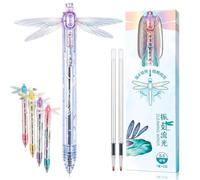 Penna a forma di libellula con ali luccicanti, con ala mobile, per Natale | Penna a sfera interattiva, Dragon Fly, scrittura liscia da 0,5 mm, con 2 ricariche, divertente cancelleria per scuola e