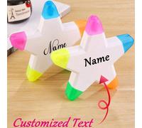 Penna a forma di stella a cinque punte sbiadita personalizzata con testo, adatta per il ritorno a scuola. Penne a punta con nome, senza odore, per l'acqua, la scuola e l'ufficio. Marcatori fluorescent