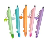 Penna a inchiostro liscio, kit di penne multiuso, set da 5 pezzi con righello integrato, set di cancelleria portatile, set di penne leggere per la scuola con design moderno, per i compiti dei bambini