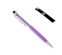 Penna a sfera 2 in 1 di qualità con cristalli ed estremità posteriore gommata per touchscreen. 1 ricariche incluse (VIOLA SCURO)