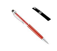 Penna a sfera 2 in 1 di qualità con cristalli ed estremità posteriore gommata per touchscreen. 1 ricariche incluse (ROSSA)