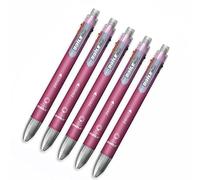 Penna a sfera 6 in 1 con punta media da 0,5 mm, con gomma, colore rosa