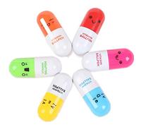 Penna a sfera a forma di pillola della vitamina del fronte sorridente della penna a sfera della capsula 6PCS retrattile