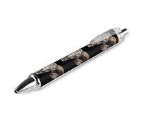 Penna a sfera a forma di testa di capra, in metallo, con stampa divertente, retrattile, nera, rotonda, punta fine, 0,5 mm, 1 pezzo come foto 2