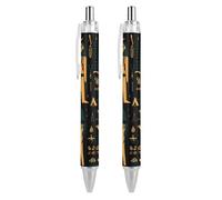 Penna a sfera a inchiostro blu con stampa di geroglifici dell'antico Egitto, scrittura liscia, per ufficio e scuola, stile 2 pezzi