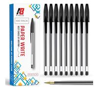 Penna a sfera a punta media fluente, tratto fluido, colore nero, confezione da 10