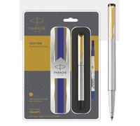 Penna a sfera a rullo Parker Vector in acciaio inossidabile bordo oro...