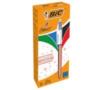 Penna a Sfera a Scatto 4 Colours Rose Gold Bic - 1 mm - 504894 (Nero Blu Rosso e