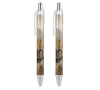 Penna a sfera a scatto a forma di treno a vapore nella valle, inchiostro nero, con impugnatura super morbida, punta media, 2 pezzi