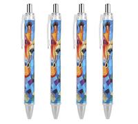 Penna a sfera a scatto con giraffa in vetro colorato, 0,5 mm, penna a rullo per ufficio, punta media, penne per diario, 4 pezzi come immagine 1