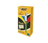 Penna a sfera a scatto multifunzione 4 Colors Fluo - punta 1,01,6mm - 4 colori fluo - fusto giallo fluorescente - Bic -