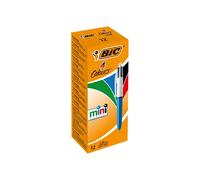 Penna a sfera a scatto multifunzione 4 Colours Mini - punta 1,0mm - nero, blu, rosso, verde - Bic - conf. 12 pezzi Quantita min. 1