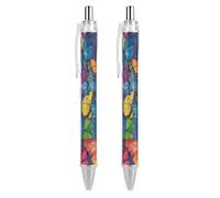 Penna a sfera a sfera con farfalle multicolori, per ufficio, diario, simpatica e divertente