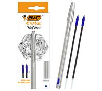 Penna a sfera Bic Cristal Re'New Blu /1 penna + 2 ricariche/