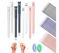 Penna a sfera cancellabile, 8 pezzi Erasable Pen con 30 mine e 2 gomme, penna a sfera cancellabile, 0,35 mm, cancellabile per studenti, regalo per articoli scolastici, forniture per ufficio