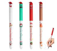Penna a sfera cancellabile Natale edizione 2025, set di 4 penne gel cancellabili con inchiostro termosensibile, punta da 0,7 mm, Babbo Natale, corona, pupazzo di neve, motivo alce (blu)