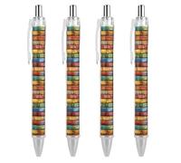 Penna a sfera colorata con motivo a mattoni da muro, stampata, retrattile, nera, con punta fine e corpo rotondo, 0,5 mm, 1/2/4 pezzi