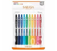 Penna a sfera con clip Sarasa in gel zebrato, 0,5 mm, 10 colori, set N JJ15-10C-N