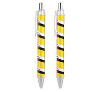 Penna a sfera con stampa a forma di bandiera del Brunei, retrattile, nera, a punta fine, 0,5 mm, 1/2/4 pezzi