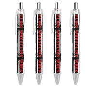 Penna a sfera con stampa a forma di bandiera del wrestling, retrattile, nera, a punta fine, 0,5 mm, 1/2/4 pezzi