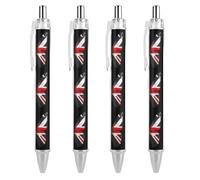 Penna a sfera con stampa a forma di farfalla con bandiera britannica e inglese, retrattile, nera, a punta tonda, punta fine, 0,5 mm, 1/2/4 pezzi