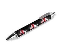 Penna a sfera con stampa a forma di farfalla con bandiera britannica e inglese, retrattile, nera, a punta tonda, punta fine, 0,5 mm, 1/2/4 pezzi