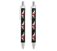 Penna a sfera con stampa a forma di farfalla con bandiera britannica e inglese, retrattile, nera, a punta tonda, punta fine, 0,5 mm, 1/2/4 pezzi
