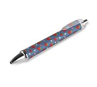 Penna a sfera con stampa a forma di fragola con bandiera degli Stati Uniti, penna a sfera retrattile, fusto rotondo, punta fine, 0,5 mm, 1/2/4 pezzi