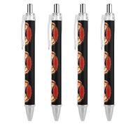 Penna a sfera con stampa a forma di pizza con bandiera italiana, retrattile, fusto rotondo, punta fine, 0,5 mm, 1/2/4 pezzi