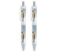 Penna a sfera con stampa di due pinguini innevati, retrattile, nera, a punta fine, 0,5 mm, 1/2/4 pezzi