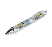 Penna a sfera con stampa di due pinguini innevati, retrattile, nera, a punta fine, 0,5 mm, 1/2/4 pezzi