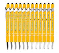 Penna a sfera con testo personalizzato, penna a sfera personalizzata con nome e LOGO aziendale, URL aziendale, penna a sfera gialla, penna a inchiostro nero, penna di grande capacità, 24 Pezzi