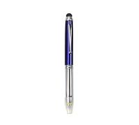 Penna a sfera con torcia LED, 3 in 1: penna, pennino capacitivo e luce LED, con ricarica e pile, per scrittura notturna, confezione da 1, blu