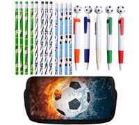 Penna a Sfera di Calcio, Matite da calcio, Astuccio per Matite da Calcio, Cancelleria Tema Calcio, Set di Cancelleria a Tema Calcio, Regali per Gli Amanti del Calcio, Compleanno Bambini Regalo