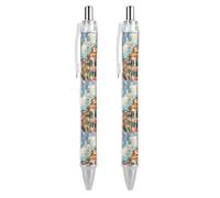 Penna a sfera divertente Cinque Terre e Pisa con stampa retrattile, fusto rotondo nero, punta fine da 0,5 mm, 2 pezzi come foto 1