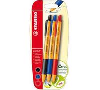 Penna a sfera Ecosostenibile - STABILO pointball - CO2 neutral - Pack da 3 - Nero/Blu/Rosso