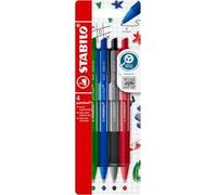 Penna a sfera Ecosostenibile - STABILO pointball colorful - Pack da 4 - Verde/Blu/Nero/Rosso
